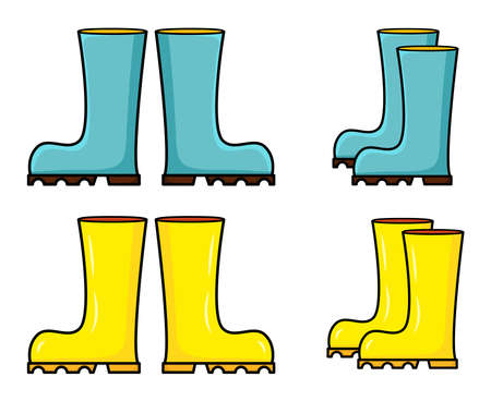 Rubber boots set vector clip art. Wellington boot cartoon illustration isolated on white background.のイラスト素材