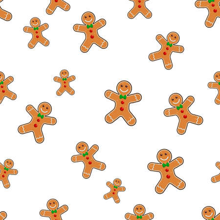 Gingerbread man seamless pattern. Christmas cookies repeated wallpaper. Ornamental wrapping paper...