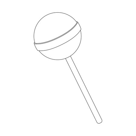 Lollipop outline vector illustration. Line art symbol isolated on white background. Lolly shape. Child candy icon.のイラスト素材
