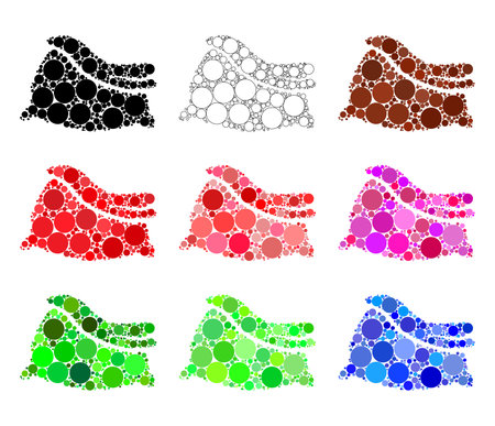 Santa claus sack decoration element made with dots. Collection of abstract santa bag.  Vector symbolic icon for xmas card or christmas background. Modern design set isolated on white background.のイラスト素材