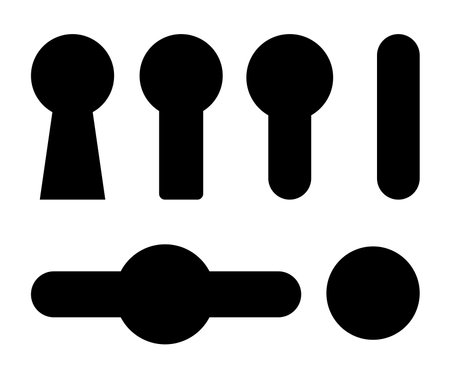 Keyhole icon set. Black shapes collections with security symbols. Concept of private and safety. Vector design isolated on white backlground.のイラスト素材