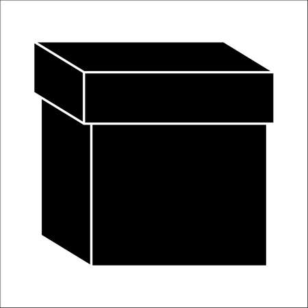 Cardboard box silhouette icon. Closed black packing parcel symbol. Vector cartoon design isolated on white background.のイラスト素材