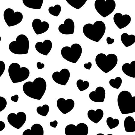Heart seamless pattern. Love shape for valentine background. Black decorative design great for romance wrapping paper.のイラスト素材