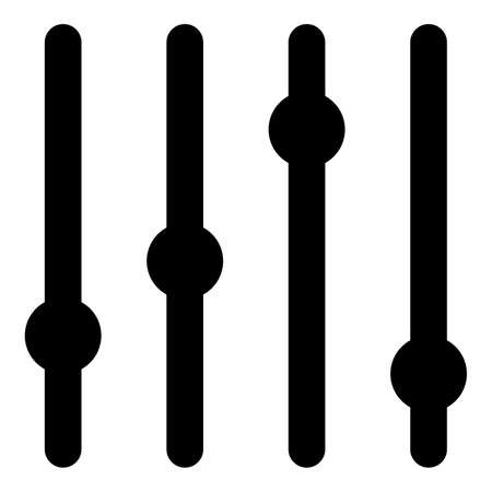 Sliders icon. Slider bar symbol isolated on white. Vector black illustration for sound mixer panel design or equalizer console control element. Eps 10 flat silhouette sign.のイラスト素材