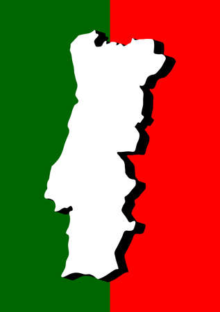 Portugal Color flag map. Vector illustration of national symbol. Graphic design of patriotic elementのイラスト素材