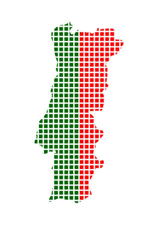 Portugal Color flag map. Vector illustration of national symbol. Graphic design of patriotic elementのイラスト素材