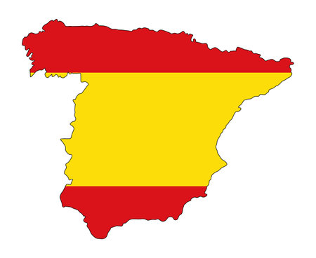 Spain Color flag map. Vector illustration of national symbol. Graphic design of patriotic elementのイラスト素材