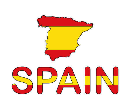 Spain Color flag map. Vector illustration of national symbol. Graphic design of patriotic elementのイラスト素材