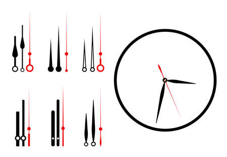 Clock hands design template. Time pointers symbol. Template design. Vector illustration isolated on white.のイラスト素材