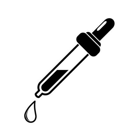 Dropper icon. Medical bottle pipette.Silhouette design. Vector illustration isolated on white.のイラスト素材