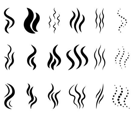 Vapour icon. Odour symbol. Aroma steam wave.  Vector illustration set isolated on white.のイラスト素材