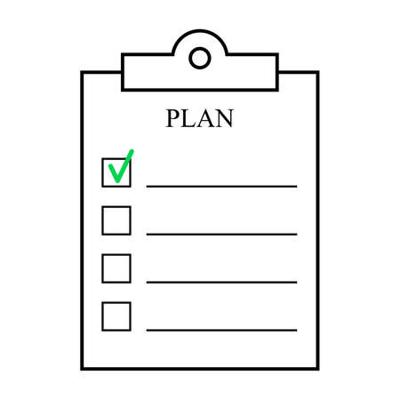 Plan clipboard with check boxes. Vector outline illustrationのイラスト素材