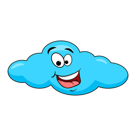 Cute cartoon cloud character with smile and eyes. Vector illustration isolated on white background.のイラスト素材