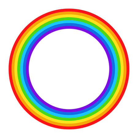 Circle rainbow icon. Full round shape of color spectrum. Vector illustration isolated on whiteのイラスト素材