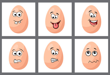Egg character set isolated on white background. Cute cartoon eggsのイラスト素材