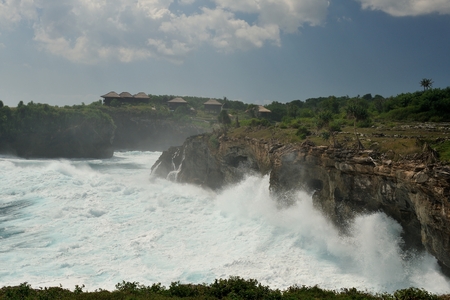 Waves on rockの写真素材