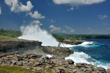 Waves on rockの写真素材