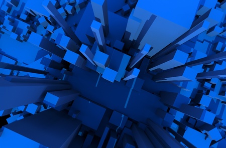 Blue Blocks Abstract Background - 3D Render Illustration