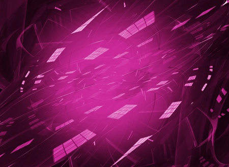 Pink Digital Art Creative Background 3D Render. Dark Pink Futuristic Abstract Background. Horizontal Design. Glassy Transparent Elements. の写真素材