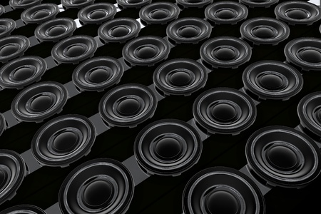 Speakers Pattern - Black Wall of Speakers. Cool Music - Speakers Background.の写真素材