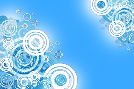 Blue Circles Abstract Raster Background Illustration with Copy Space. Blue and White Circles. Backgrounds Collection.の写真素材