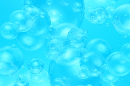 Baby Blue Bubbles Background. 3D Render Illustration. Cool Realistic Blue Bubbles.の写真素材