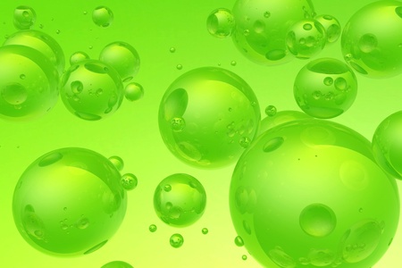 Cool Realistic Green Bubbles Background. 3D Render Illustration.の写真素材
