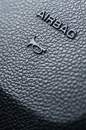 Car Airbag. Vehicle Steering Wheel Airbag System and Honk Sign.の写真素材