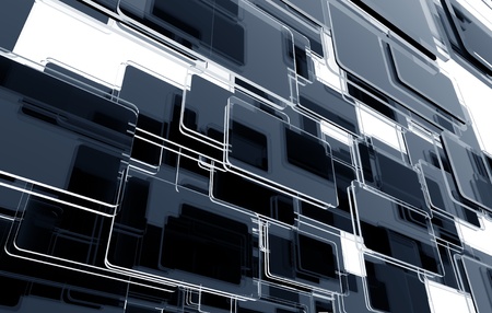 Glassy Blocks 3D Background. 3D Rendered Glass Blocks Background Illustration. Dark Blue/Black Glass...