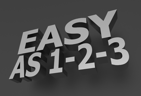 Easy As 1-2-3 - 3D Rendered Illustration. Grayscale.の写真素材
