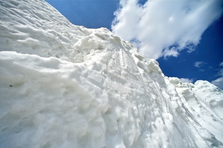 Large Snow Wall - Large Snowfield and the Blue Sky の写真素材