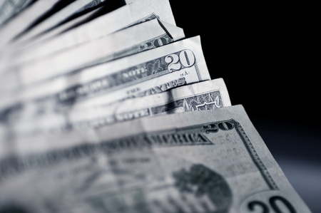 American 20 Dollar Bills Closeup Studio Photography  United States of America Currency - USD