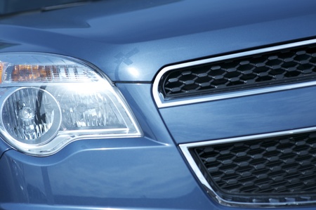 Modern Vehicle Headlight - Blue Body  Transportation and Technology Photo Collection のeditorial素材