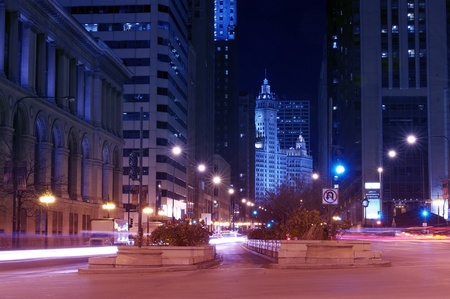 Michigan Avenue After Dark - Chicago, Illinois USA. Michigan Avenue is a Major North-South Street in...