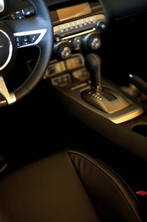 Sporty Car Interior  Dark Leather Interior  Transportation Photo Collection のeditorial素材