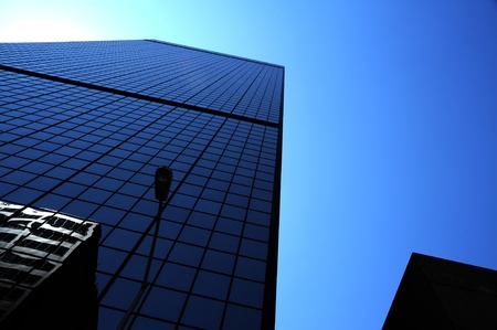Blue Skyscraper. Downtown Chicago USA. American Architecture. Commercial Buildings.