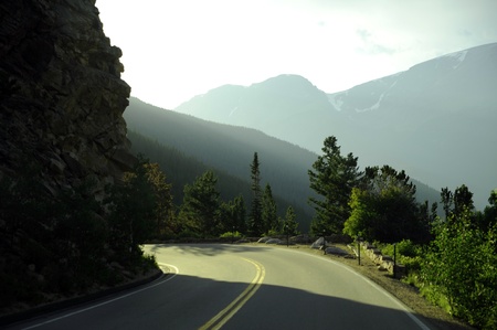 Mountain Road. Rocky Mountains National Park, Colorado USA. Park Road.