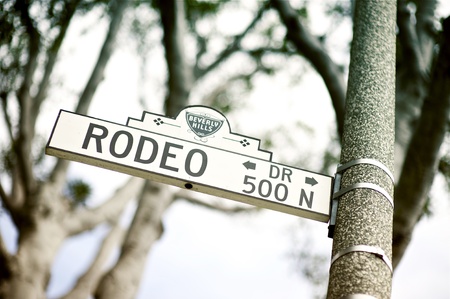 Rodeo Drive Street Sign - Rodeo Drive Pole Sign. Beverly Hills, California USAのeditorial素材