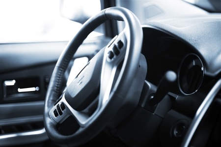 Steering Wheel with Navigation and Sound System Operating Buttons  Car Interior 