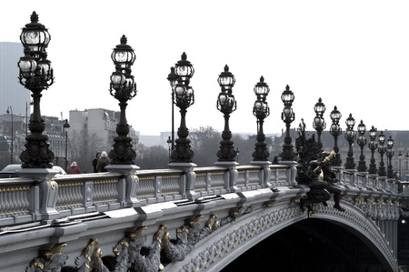 Paris France  French Bridge with Beautiful Sculptures のeditorial素材