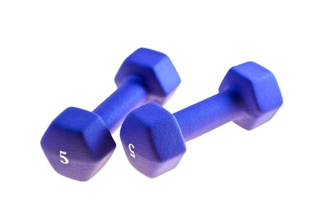 Blue 5 Pounds Dumbbells  for woman  - Solid White Background  Clipped Photo