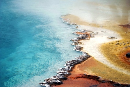 American National Parks: Yellowstone Geyser, Crystal Clear Toxic Water of Geyser. Wyoming, USAの写真素材