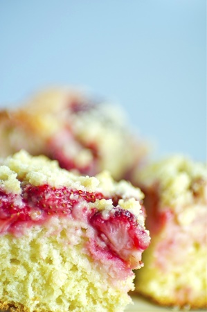Good Looking and Tasty, Fresh Strawberry Cake  Baby Blue Backgroundの写真素材