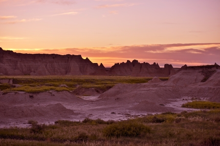 Sunset in the Badlands NP. Badlands Scenery. South Dakota, USA. の写真素材