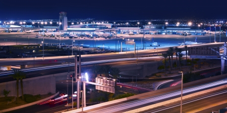 Vegas Transportation System - Las Vegas Airport and Highways System at Night. Transportation...