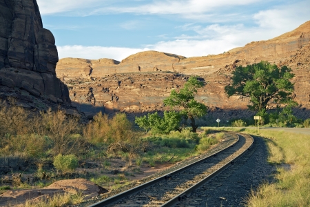 Utah Railroad and Road near Moab, Utah. Utah Photo Collection.の写真素材