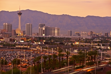 World's Famous Las Vegas, Nevada Sunset Skyline.  City of Las Vegas. United States of America. Nevada Photography Collection.の写真素材