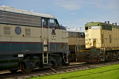 Old Out of Service Diesel Locomotives in Illinois State, USA. Railroad Photo Collectionのeditorial素材