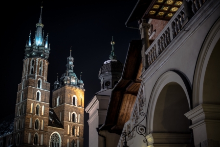 Krakow Main Square at Night  Krakow, Poland  Architecture Photography Collection の写真素材