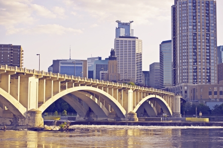 Downtown Minneapolis, Minnesota, USA. Ultraviolet Color Grading. American Cities Collection.のeditorial素材